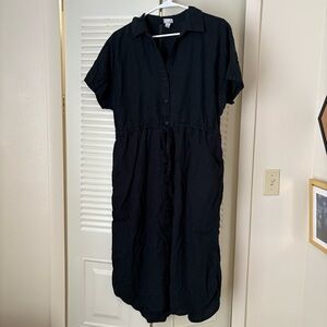 Black Button-Up Midi Dress